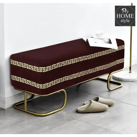 3 Seater Luxury Embroidered Wooden Stool With Steel Stand - 761 - myhomestyle.pk