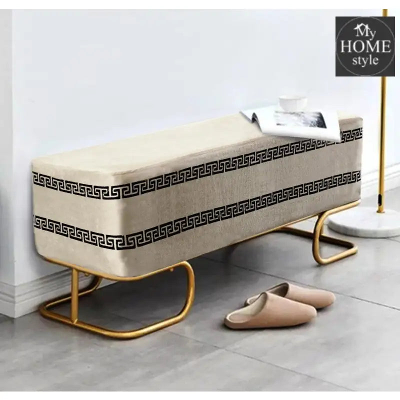 3 Seater Luxury Embroidered Wooden Stool With Steel Stand -773 - myhomestyle.pk