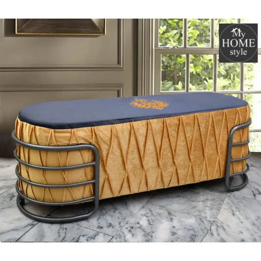 3 seater Luxury Pleated With Embroidery Stool - 1047 - myhomestyle.pk