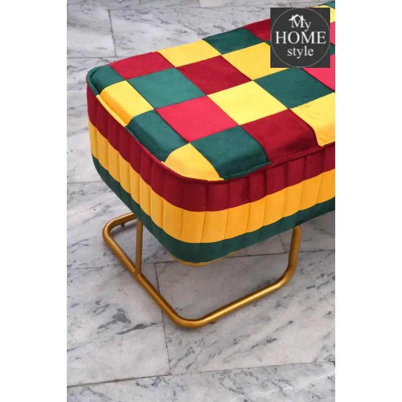 3 Seater Luxury Velvet Sindhi Stool With Steel Stand - 1052 - myhomestyle.pk