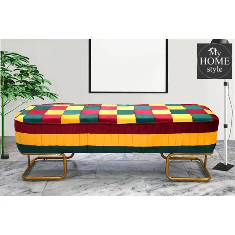 3 Seater Luxury Velvet Sindhi Stool With Steel Stand - 1052 - myhomestyle.pk