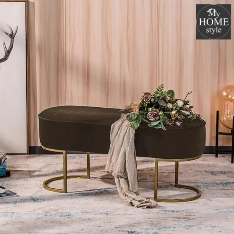 3 Seater Luxury Velvet Stool With Golden Steel Stand -1128 - myhomestyle.pk