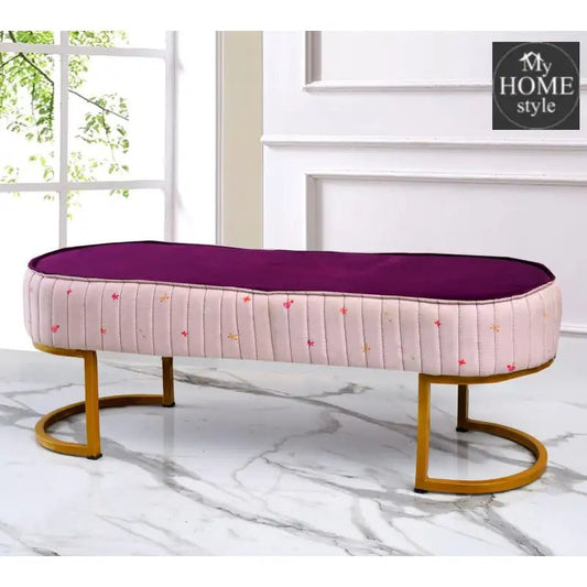 3 Seater Luxury Velvet Stool With Steel Stand - 1160 - myhomestyle.pk