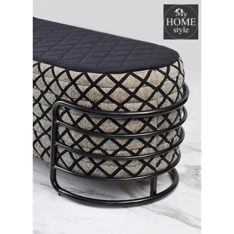 3 Seater Luxury Wooden Stool With Steel Stand -1151 - myhomestyle.pk