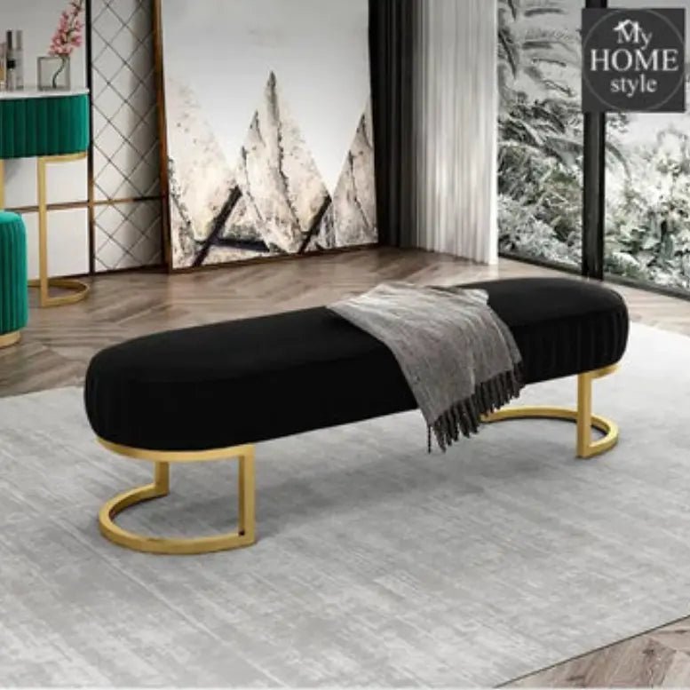 3 Seater Luxury Wooden Stool With Steel Stand - 479 - myhomestyle.pk