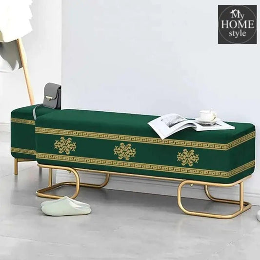 3 Seater Luxury Wooden Stool With Steel Stand - 828 - myhomestyle.pk