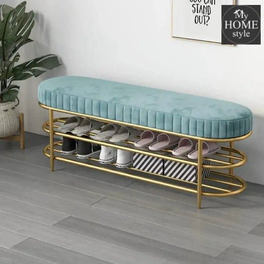 3 Seater Luxury Wooden Stool With Steel Stand And Shoe Rack - 1210 - myhomestyle.pk