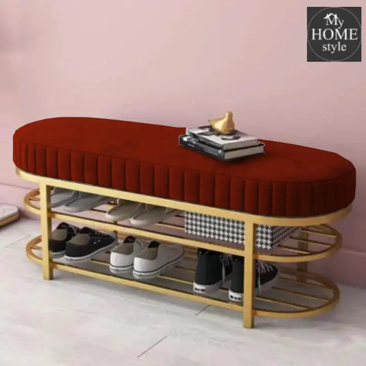 3 Seater Luxury Wooden Stool With Steel Stand And Shoe Rack -505 - myhomestyle.pk
