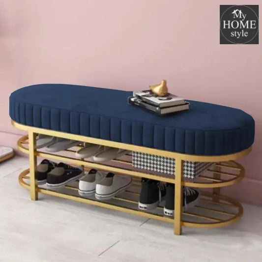 3 Seater Luxury Wooden Stool With Steel Stand And Shoe Rack -507 - myhomestyle.pk