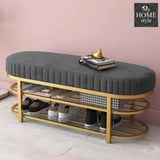 3 Seater Luxury Wooden Stool With Steel Stand And Shoe Rack -510 - myhomestyle.pk