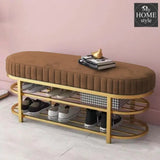 3 Seater Luxury Wooden Stool With Steel Stand And Shoe Rack -511 - myhomestyle.pk