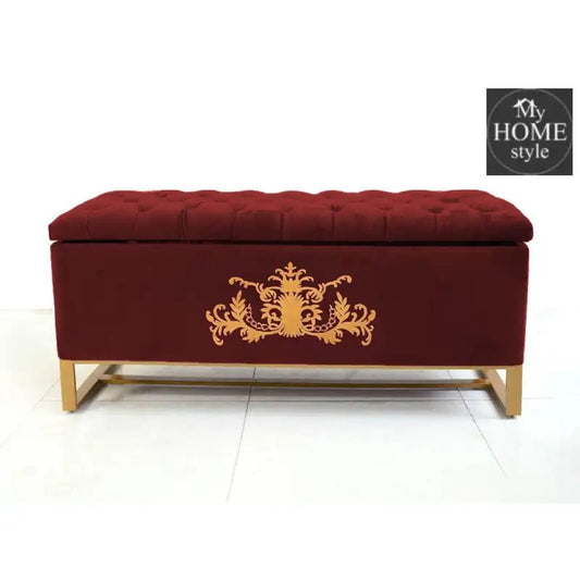 3 Seater Ottoman Storage Box With Embroidery - 914 - myhomestyle.pk