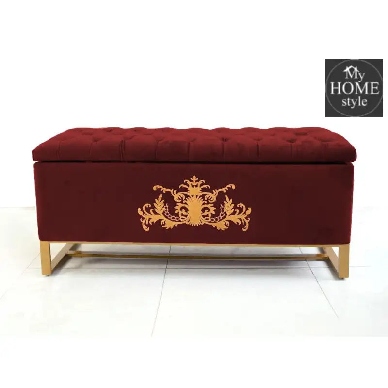 3 Seater Ottoman Storage Box With Embroidery-914 - myhomestyle.pk