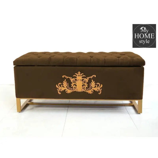 3 Seater Ottoman Storage Box With Embroidery - 917 - myhomestyle.pk