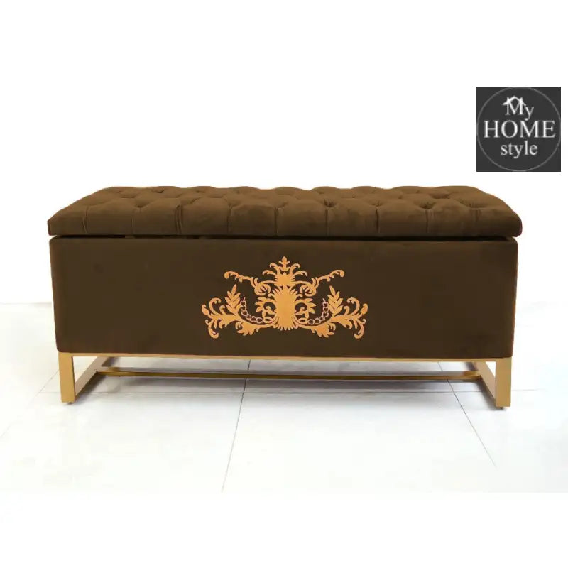 3 Seater Ottoman Storage Box With Embroidery-917 - myhomestyle.pk