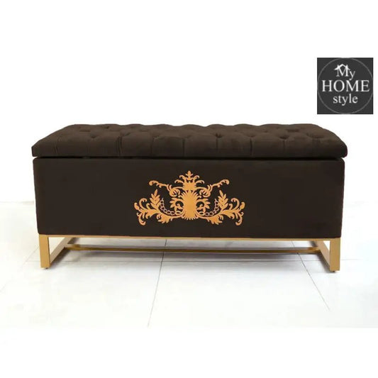 3 Seater Ottoman Storage Box With Embroidery - 918 - myhomestyle.pk