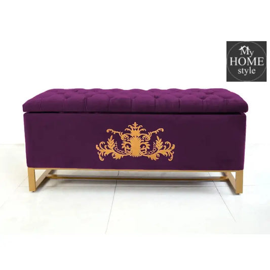 3 Seater Ottoman Storage Box With Embroidery-919 - myhomestyle.pk