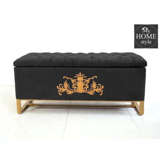 3 Seater Ottoman Storage Box With Embroidery - 920 - myhomestyle.pk