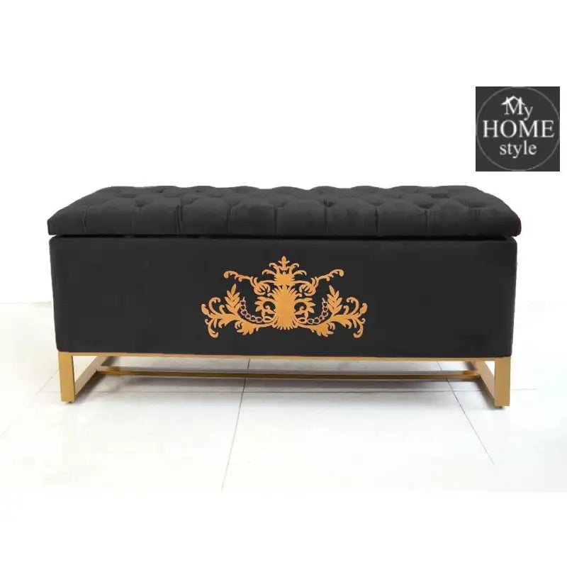 3 Seater Ottoman Storage Box With Embroidery-920 - myhomestyle.pk