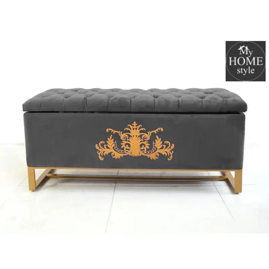 3 Seater Ottoman Storage Box With Embroidery - 921 - myhomestyle.pk