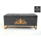 3 Seater Ottoman Storage Box With Embroidery-921 - myhomestyle.pk