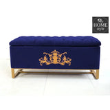 3 Seater Ottoman Storage Box With Embroidery-922 - myhomestyle.pk
