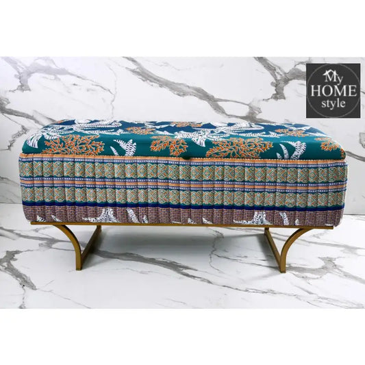 3 Seater Printed Storage Box Stool With Steel Stand -1127 - myhomestyle.pk