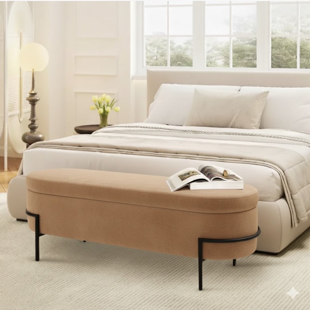 3 Seater Storage Modern Luxury End Stool - 1487 - myhomestyle.pk