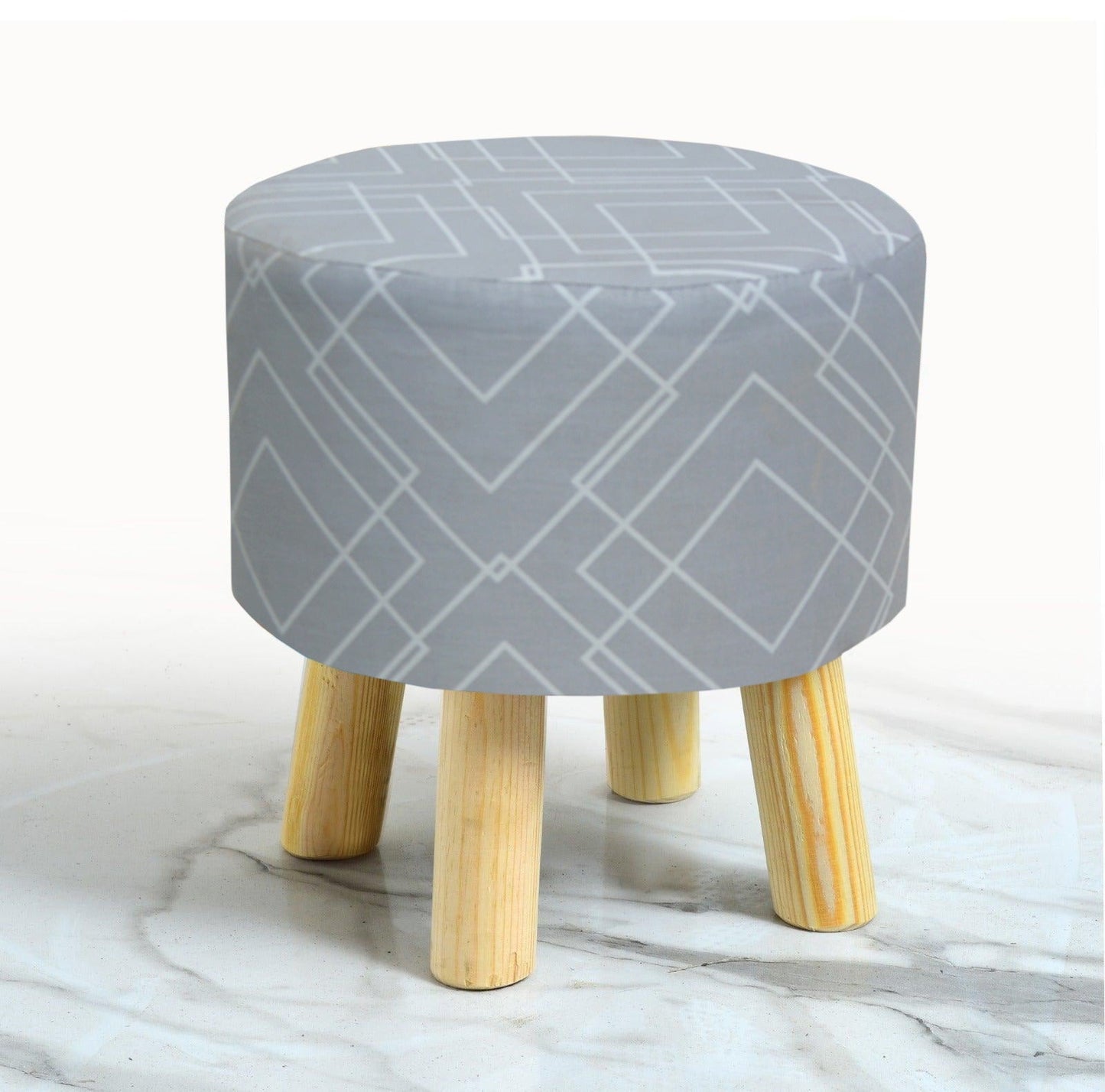 Wooden stool Printed Round Shape- 1423