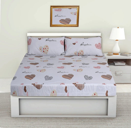 3PCS Printed Fitted Sheet with pillow Covers - 1084 - myhomestyle.pk