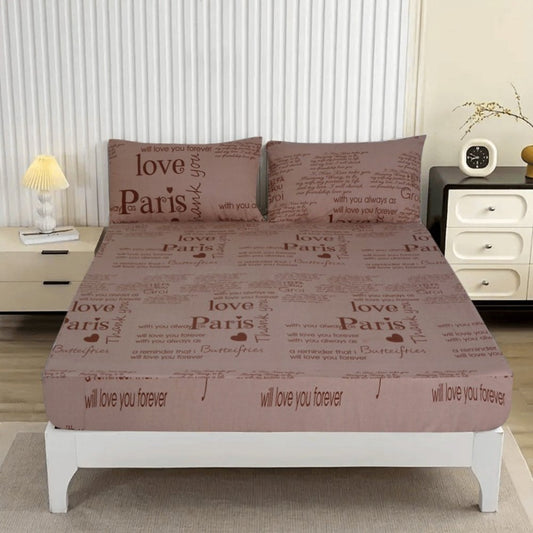 3PCS Printed Fitted Sheet with pillow Covers - 1156 - myhomestyle.pk