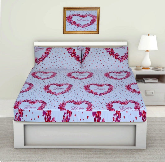 3PCS Printed Fitted Sheet with pillow Covers - 1159 - myhomestyle.pk