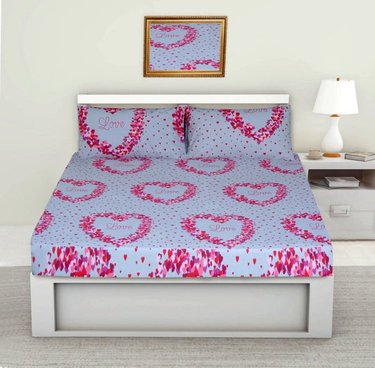 3PCS Printed Fitted Sheet with pillow Covers - 1174 - myhomestyle.pk