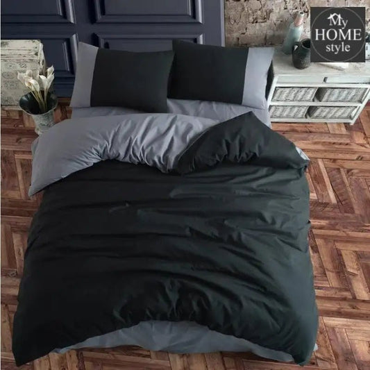 4 Pc's Black & Grey Duvet Set - myhomestyle.pk