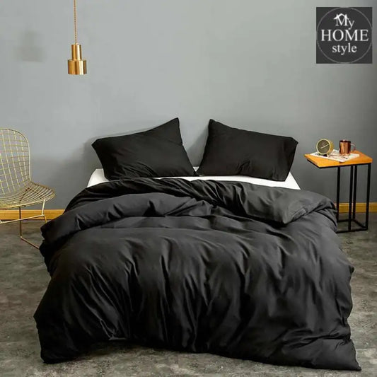 4 Pcs Sateen Duvet Set Black - myhomestyle.pk