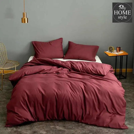 4 Pcs Sateen Duvet Set Maroon - myhomestyle.pk