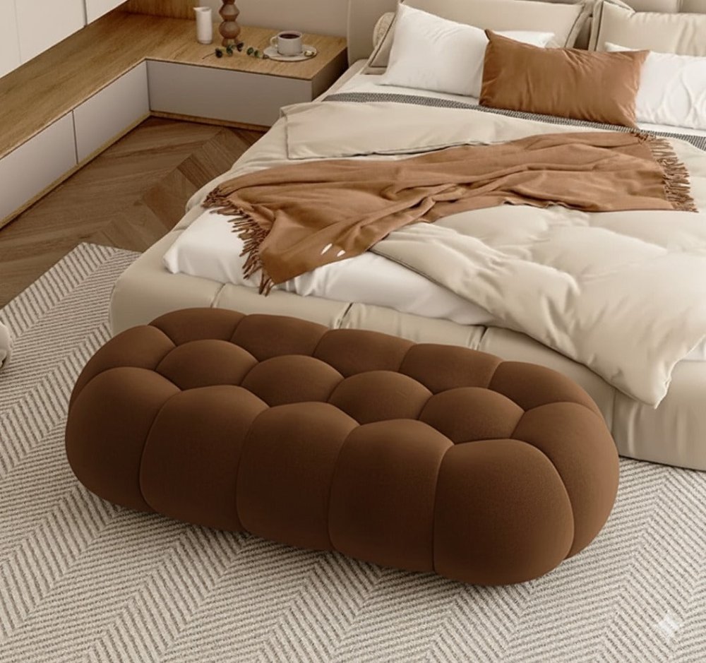 4 Seater Pouffe Velvet Luxury Stool - 1489 - myhomestyle.pk