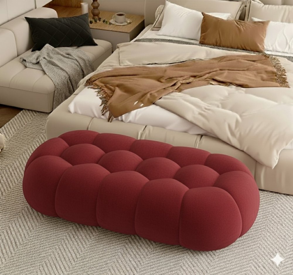 4 Seater Pouffe Velvet Luxury Stool - 1489 - myhomestyle.pk