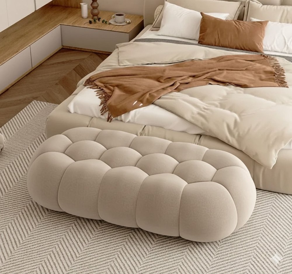 4 Seater Pouffe Velvet Luxury Stool - 1489 - myhomestyle.pk