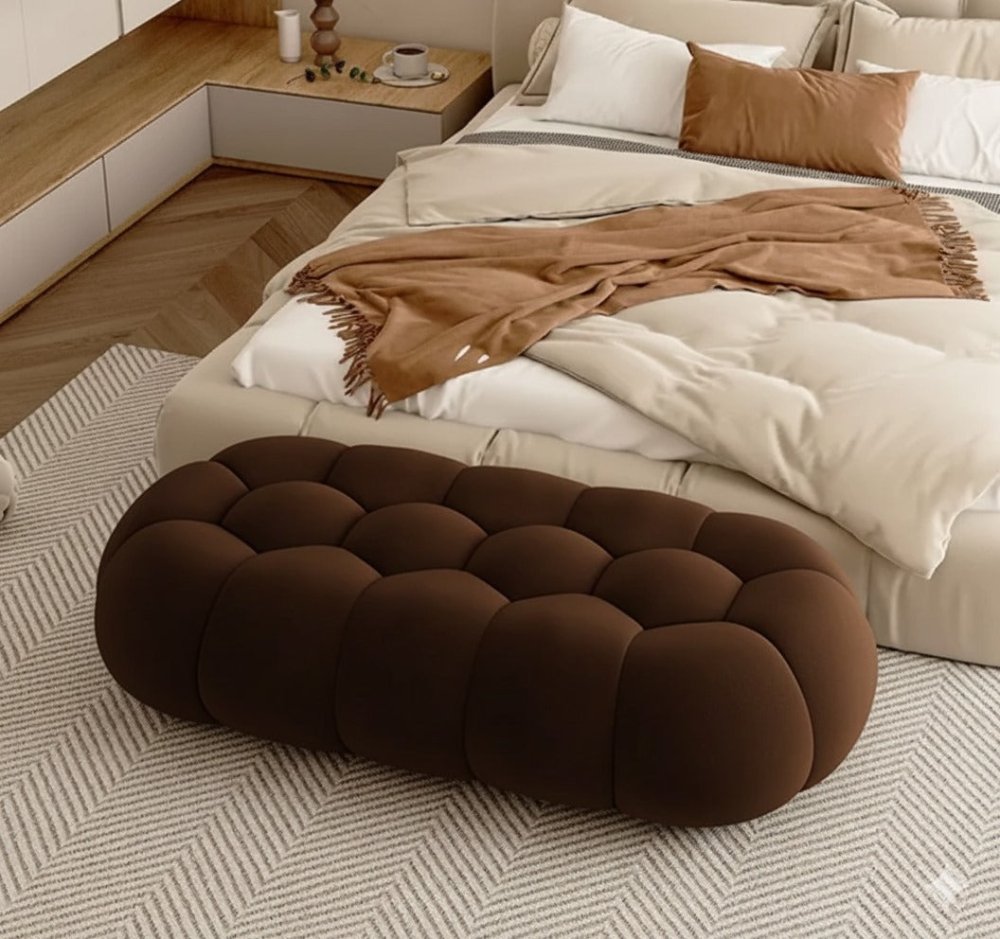 4 Seater Pouffe Velvet Luxury Stool - 1489 - myhomestyle.pk