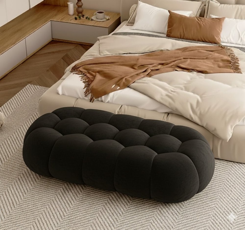 4 Seater Pouffe Velvet Luxury Stool - 1489 - myhomestyle.pk