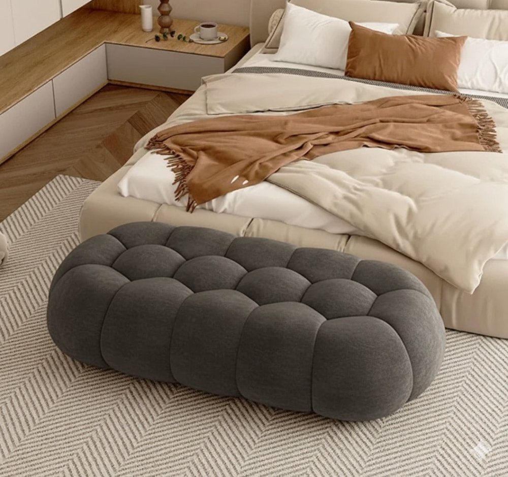 4 Seater Pouffe Velvet Luxury Stool - 1489 - myhomestyle.pk