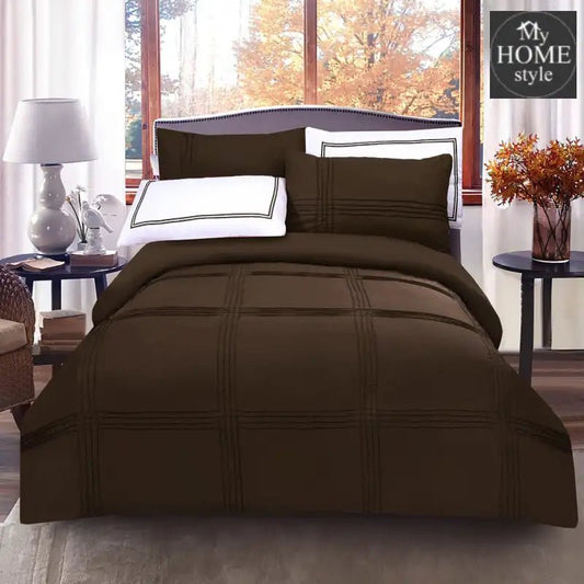 5 Pcs Baratta Pleated Duvet Set Brown - myhomestyle.pk