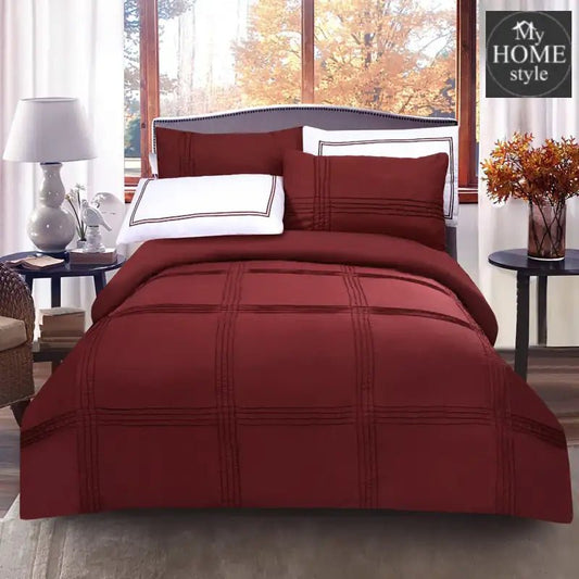 5 Pcs Baratta Pleated Duvet Set Maroon - myhomestyle.pk