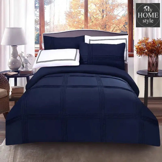 5 Pcs Baratta Pleated Duvet Set Navy - myhomestyle.pk