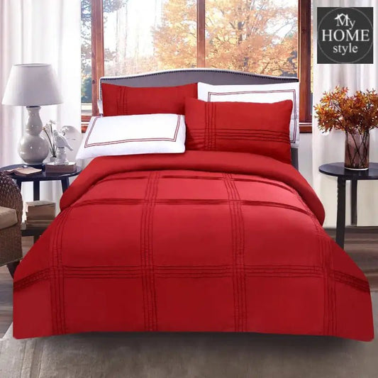 5 Pcs Baratta Pleated Duvet Set Red - myhomestyle.pk