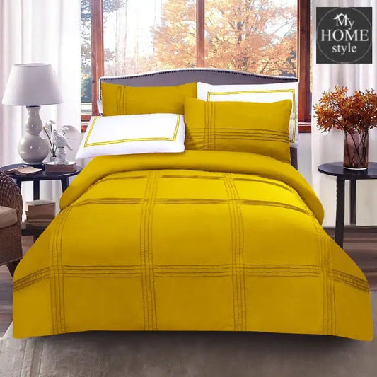 5 Pcs Baratta Pleated Duvet Set Yellow - myhomestyle.pk