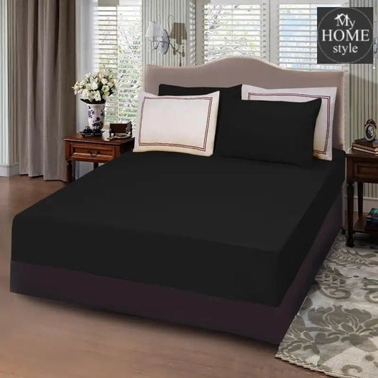 5 PCs Baratta Stitched Fitted Sheet Set Black - myhomestyle.pk