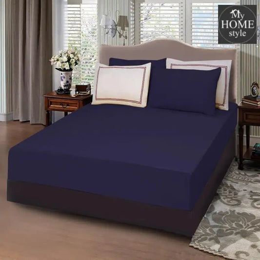 5 PCs Baratta Stitched Fitted Sheet Set Navy - myhomestyle.pk