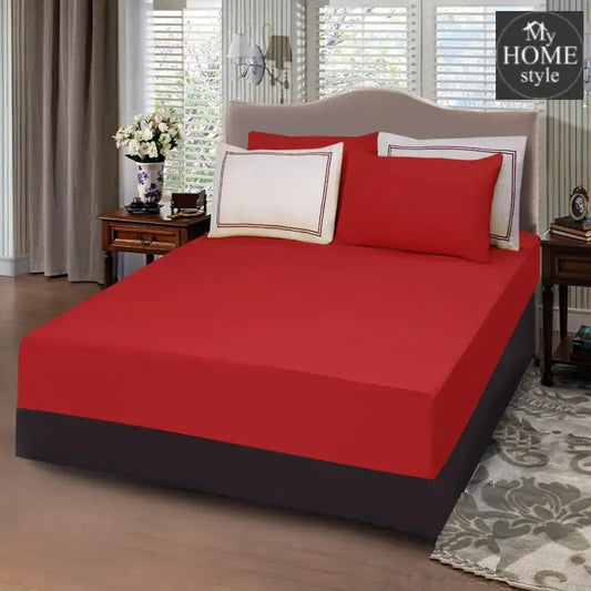 5 PCs Baratta Stitched Fitted Sheet Set Red - myhomestyle.pk